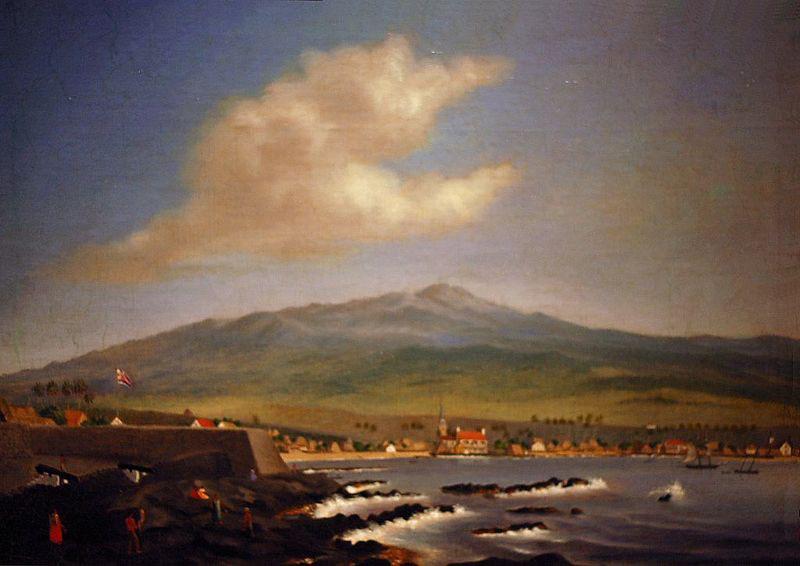 James Gay Sawkins Kailua-Kona with Hualalai, Hulihee Palace and Church Sweden oil painting art